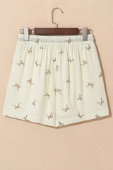 Bow Print Lace Drawstring Casual Shorts - Trendsi - Flyclothing LLC