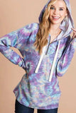 BiBi Brushed Circular Tie Dye Print Terry Hoodie - Trendsi - Flyclothing LLC