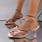Bow Rhinestone Open-Toe Sandals - Trendsi - Flyclothing LLC