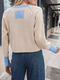Contrast Button Up Long Sleeve Cardigan - Trendsi
