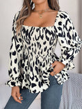 Square Neck Flounce Sleeve Blouse - Trendsi - Flyclothing LLC