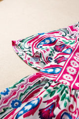 Printed Tie Neck Short Sleeve Dress - Trendsi - Flyclothing LLC