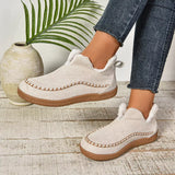 Round Toe Sherpa-Lined Slip-Ons - Trendsi - Flyclothing LLC