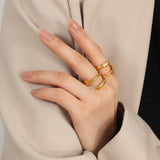 Titanium Steel Layered Wrap Ring Trendsi