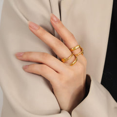 Titanium Steel Layered Wrap Ring Trendsi