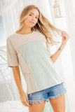 Heimish Full Size Contrast Round Neck Short Sleeve T-Shirt Plus Size - Trendsi - Flyclothing LLC