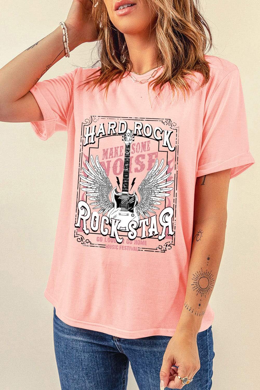 Graphic Round Neck Short Sleeve T-Shirt - Trendsi - Flyclothing LLC