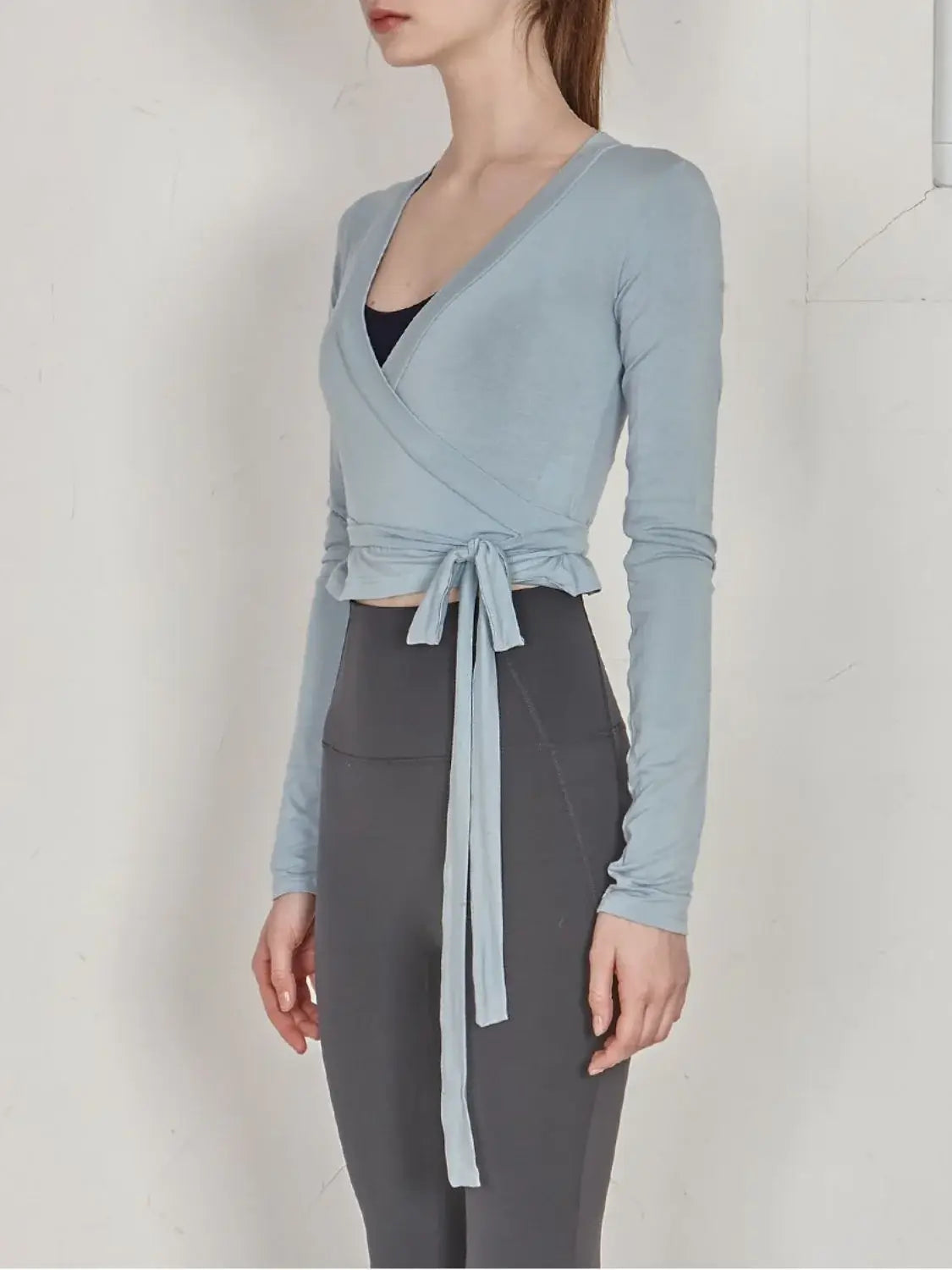 Tied Surplice Long Sleeve Top - Trendsi - Flyclothing LLC