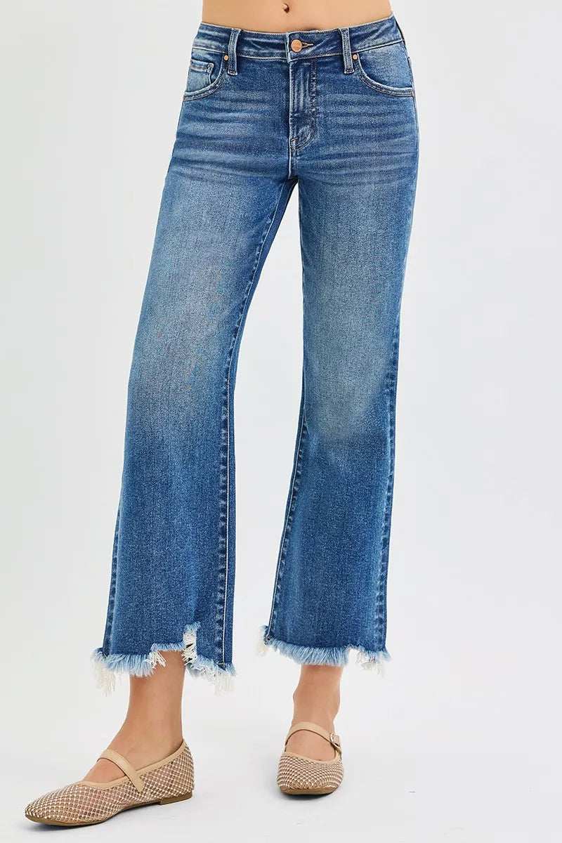 RISEN Full Size Mid Rise Crop Straight Jeans Plus Size - Trendsi - Flyclothing LLC