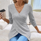 Perfee Surplice Long Sleeve T-Shirt - Trendsi