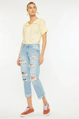 Kancan Mid Rise Distressed Boyfriend Jeans - Trendsi - Flyclothing LLC