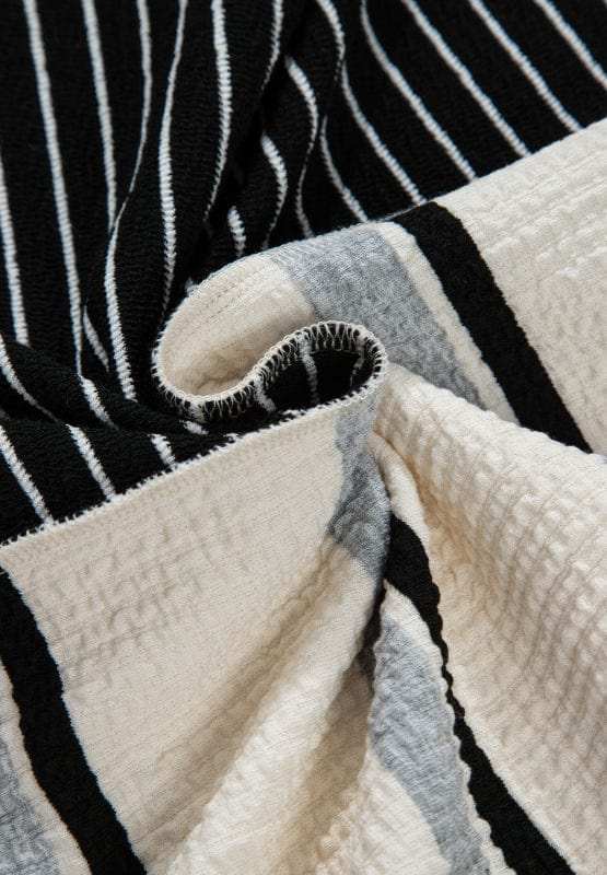 Striped Patchwork Long Sleeve Mini Dress - Trendsi - Flyclothing LLC