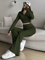Conjunto de pantalón y camiseta de manga larga con cremallera
