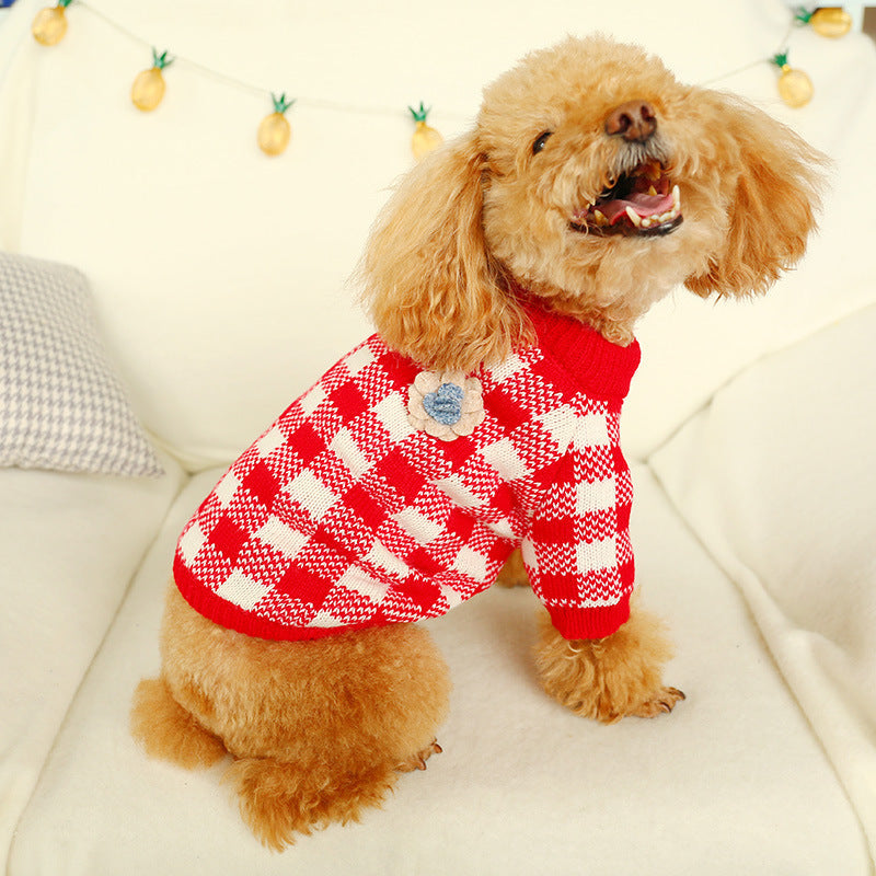 Bowknot Dog Clothes Cat Costume Hollow Knit Dog Sweater - My Store - Flyclothing LLC