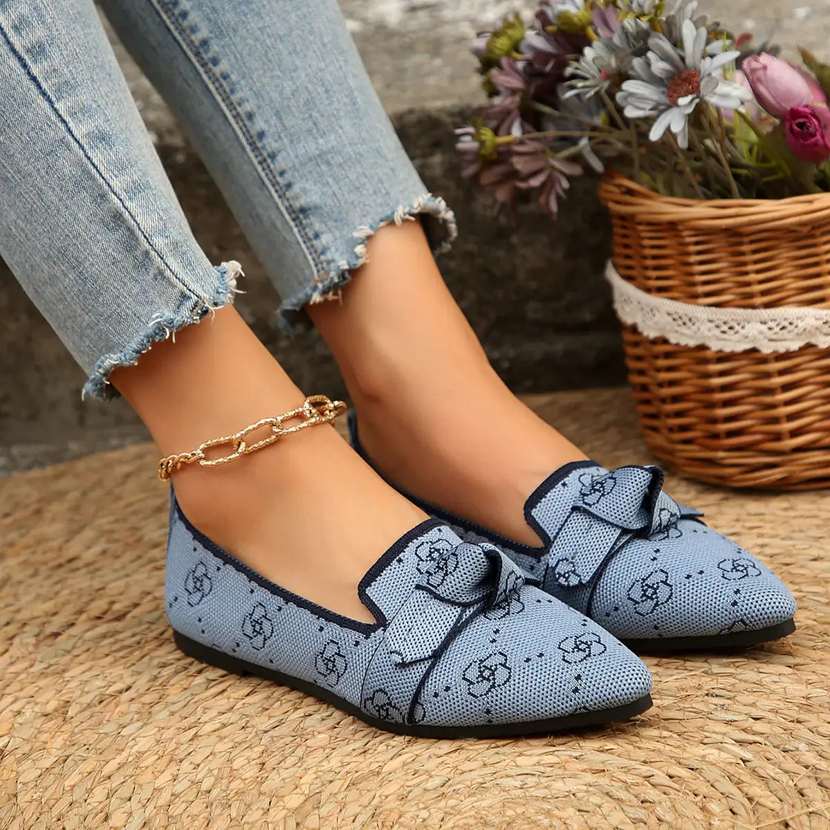 Mesh Point Toe Flat Slip-Ons - Trendsi - Flyclothing LLC