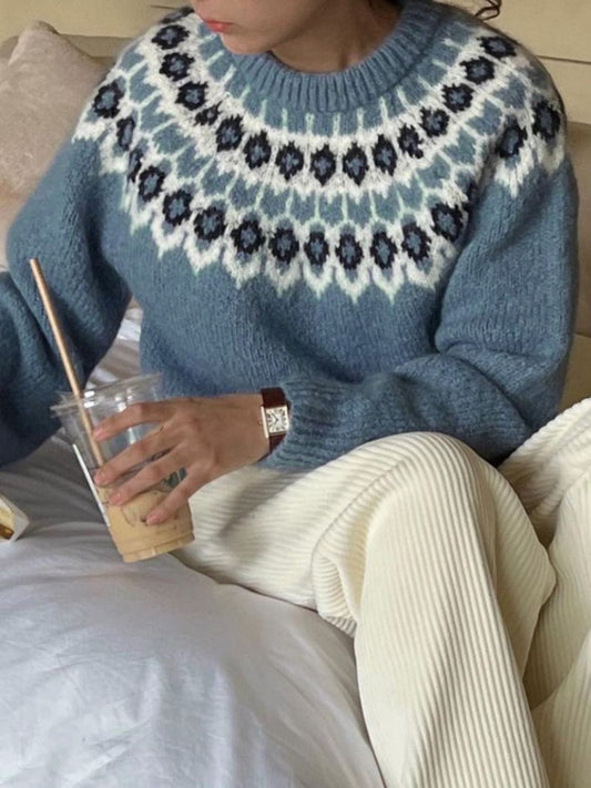 Perfee Round Neck Long Sleeve Sweater - Trendsi