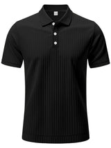 Men's Full Size Ribbed Short Sleeve Polo Plus Size - Trendsi - Flyclothing LLC
