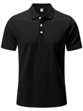 Men's Full Size Ribbed Short Sleeve Polo Plus Size - Trendsi