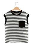 Striped Round Neck Cap Sleeve Top - Trendsi - Flyclothing LLC