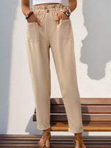 Frill High Waist Pants with Pockets - Trendsi - Flyclothing LLC