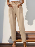 Frill High Waist Pants with Pockets - Trendsi