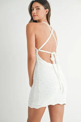 MABLE Crochet Crisscross Spaghetti Strap Mini Dress - Trendsi - Flyclothing LLC