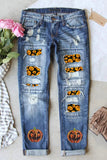 Pumpkin Distressed Straight Jeans - Trendsi