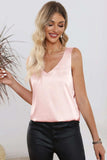 Solid V-Neck Wide Strap Tank - Trendsi - Flyclothing LLC
