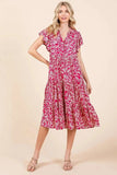Mittoshop Abstract Print Ruffle Tier Midi Dress - Trendsi