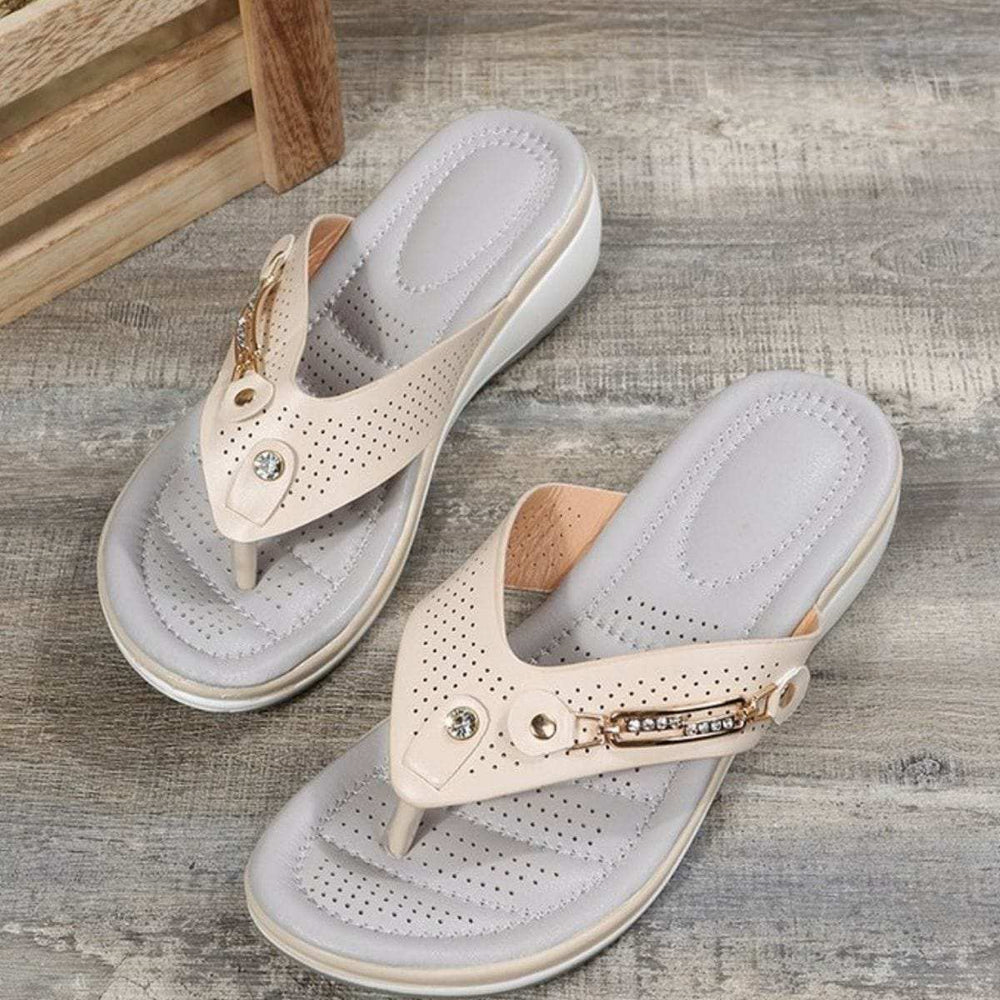 Toe Post Wedge Sandals - Trendsi - Flyclothing LLC