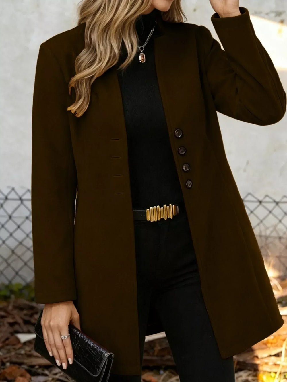 Button-Down Longline Outerwear - Trendsi - Flyclothing LLC