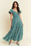 Davi & Dani Lightweight Sweetheart Neck Textured Tiered Maxi Dress - Trendsi