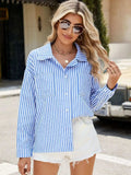 Striped Button Up Long Sleeve Shirt - Trendsi - Flyclothing LLC
