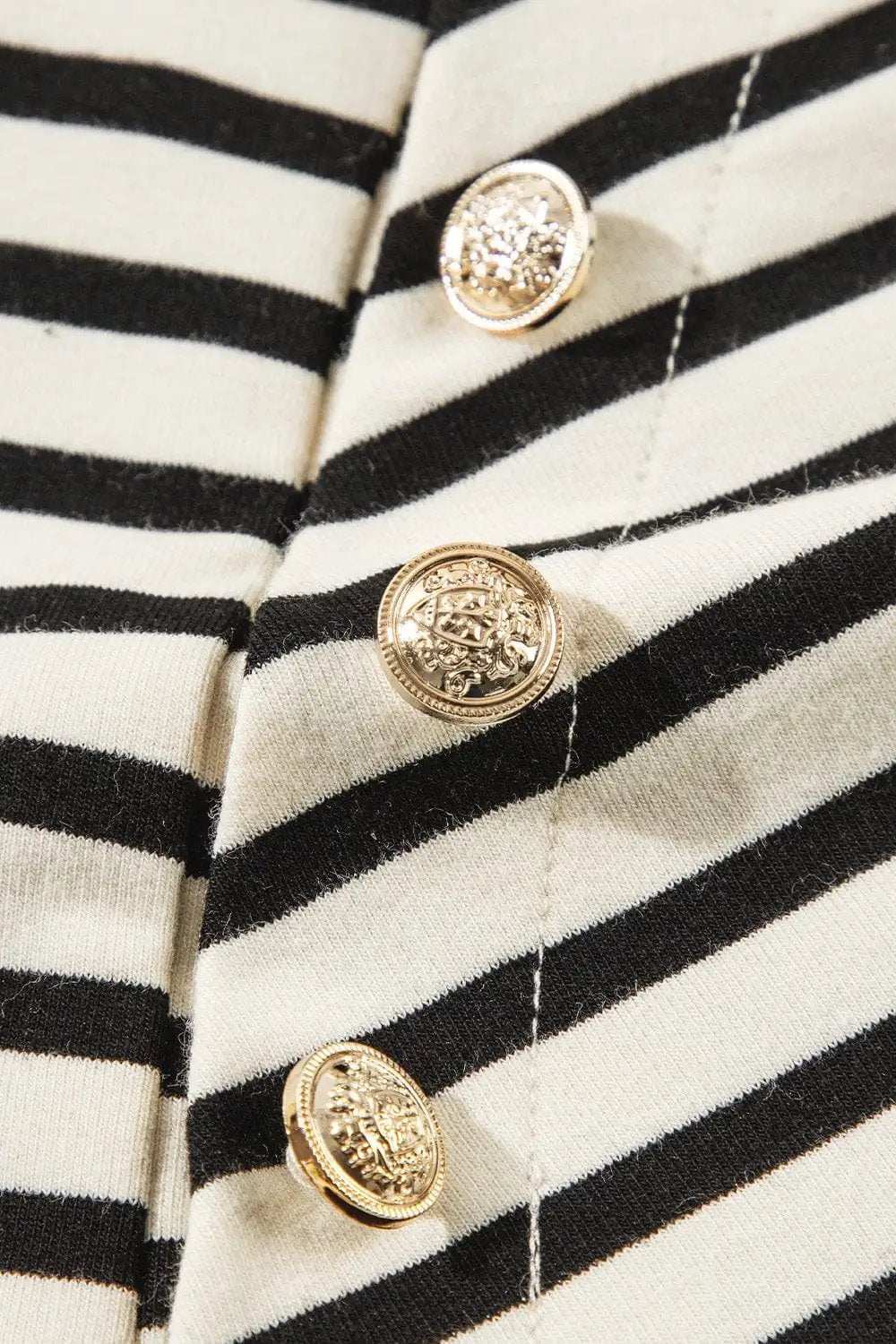 Decorative Button Striped Long Sleeve Sweatshirt - Trendsi - Flyclothing LLC