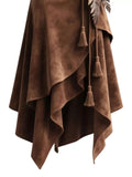 Full Size Tassel Suede Asymmetrical Skirt Plus Size - Trendsi - Flyclothing LLC