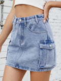 Cargo Denim Skirt - Trendsi
