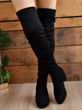Round Toe Block Heel Boots - Trendsi