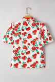 Printed V-Neck Short Sleeve Shirt - Trendsi