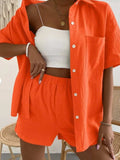 Button Up Short Sleeve Shirt and Shorts Set - Trendsi - Flyclothing LLC