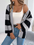 Color Block Button-Up Cardigan - Trendsi - Flyclothing LLC