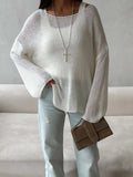 Boat Neck Knit Cover Up with Relaxed Fit - Trendsi - Flyclothing LLC