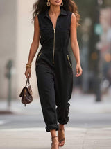 Sleeveless Zip-Up Jumpsuit - Trendsi - Flyclothing LLC