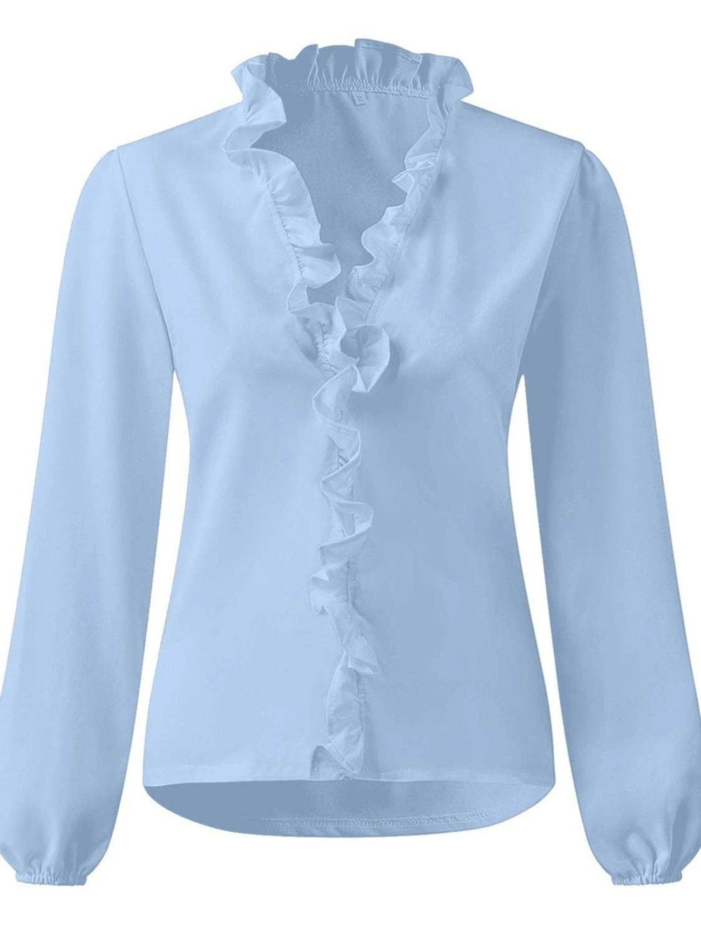 Full Size Ruffled V-Neck Long Sleeve Blouse - Trendsi - Flyclothing LLC