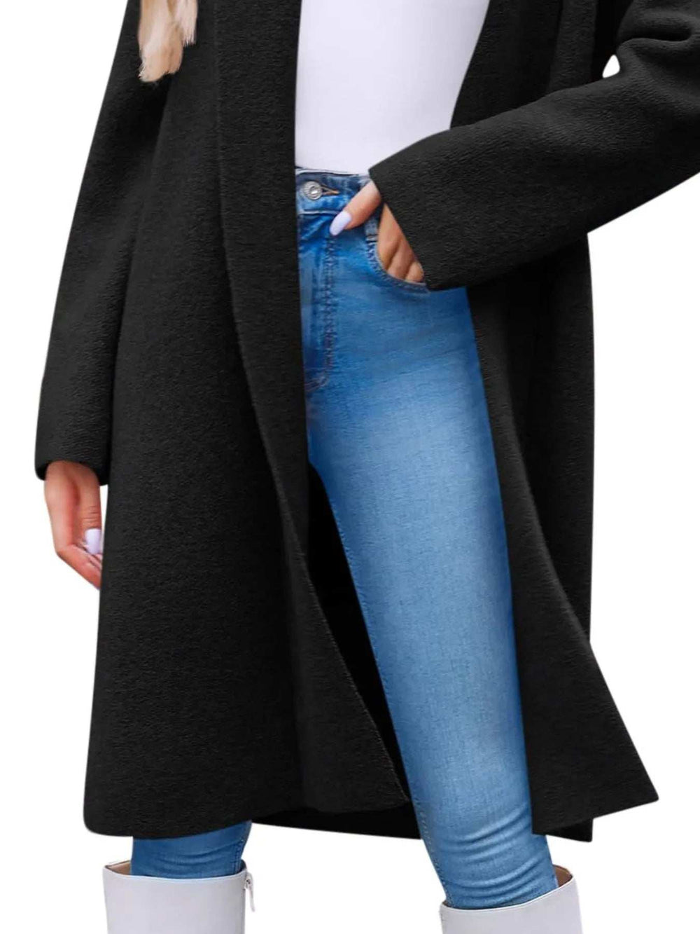Open Front Longline Coat - Trendsi - Flyclothing LLC
