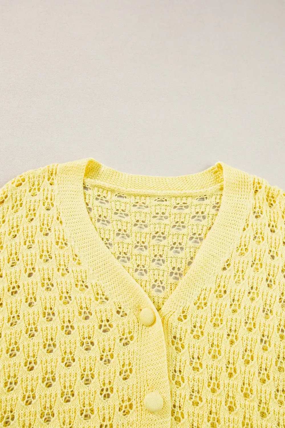 Openwork V-Neck Long Sleeve Cardigan - Trendsi - Flyclothing LLC