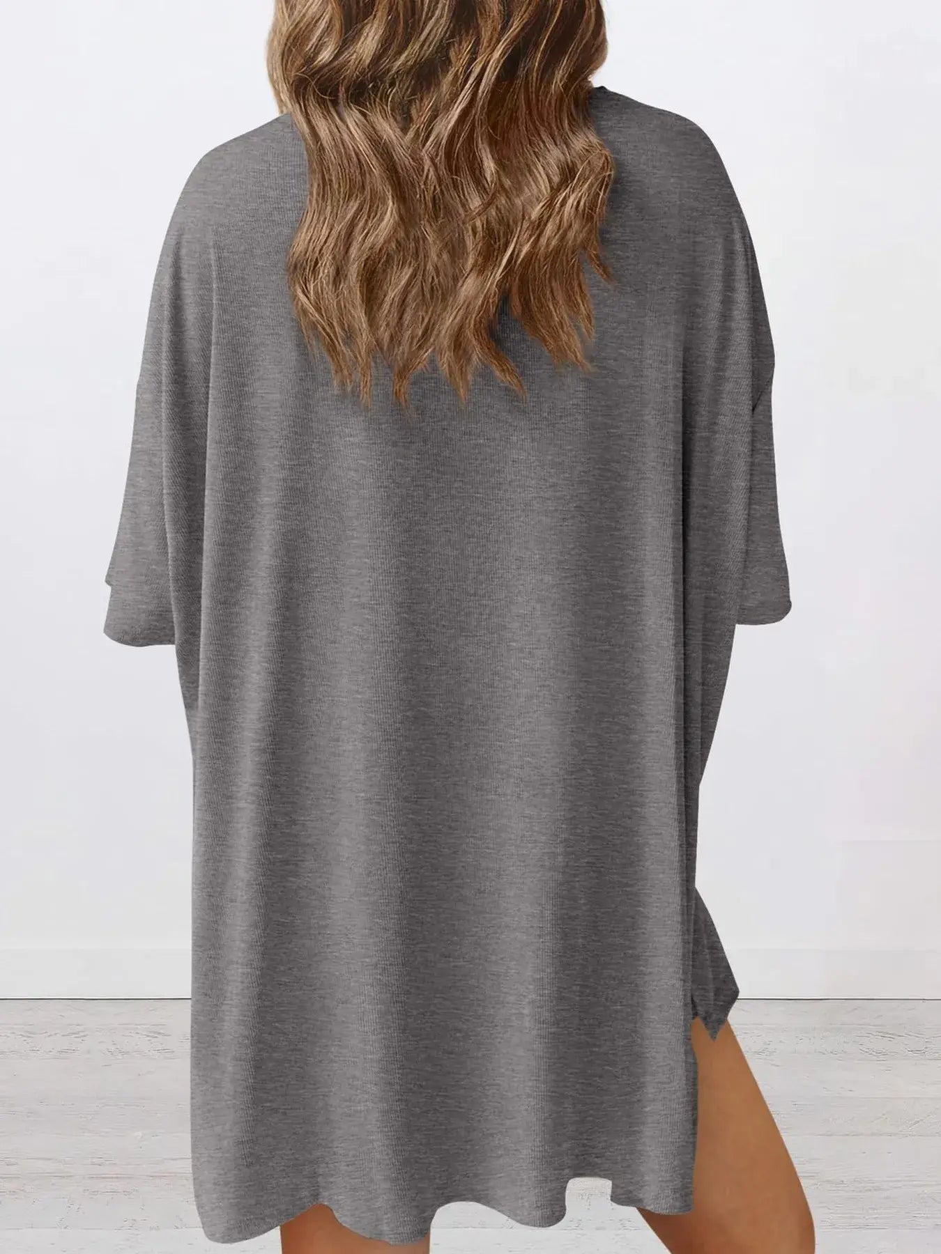 Full Size Oversized Round Neck Top and Shorts Set Plus Size - Trendsi - Flyclothing LLC