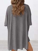 Full Size Oversized Round Neck Top and Shorts Set Plus Size - Trendsi - Flyclothing LLC