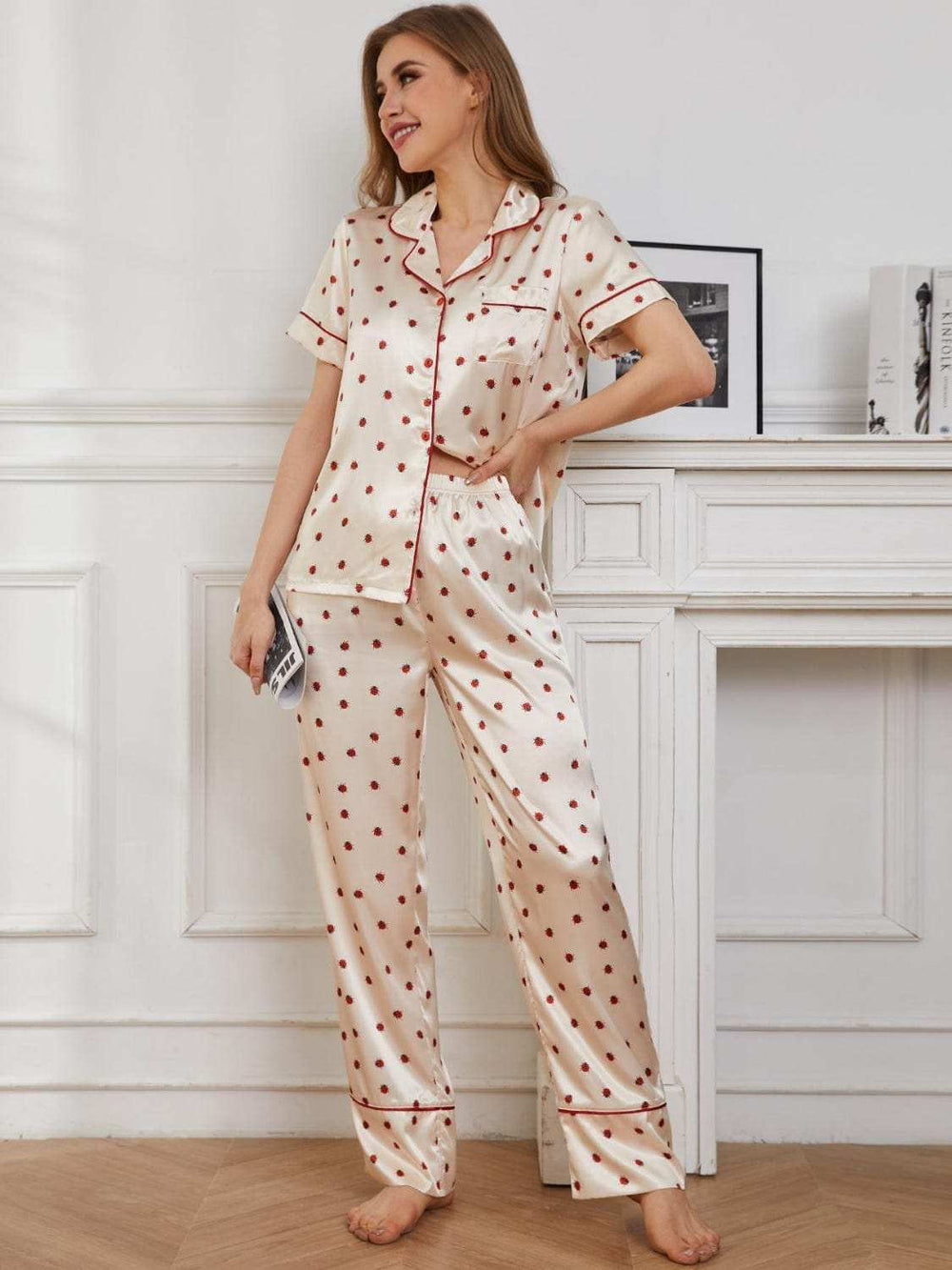 Contrast Piping Pocketed Top and Pants Lounge Set - Trendsi - Flyclothing LLC