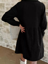 Casual Corduroy Button Detail Mini Dress - Trendsi - Flyclothing LLC