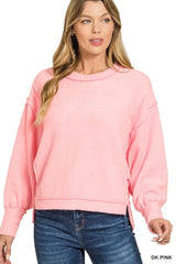 Zenana Brushed Melange Hacci Oversized Pullover - Trendsi - Flyclothing LLC